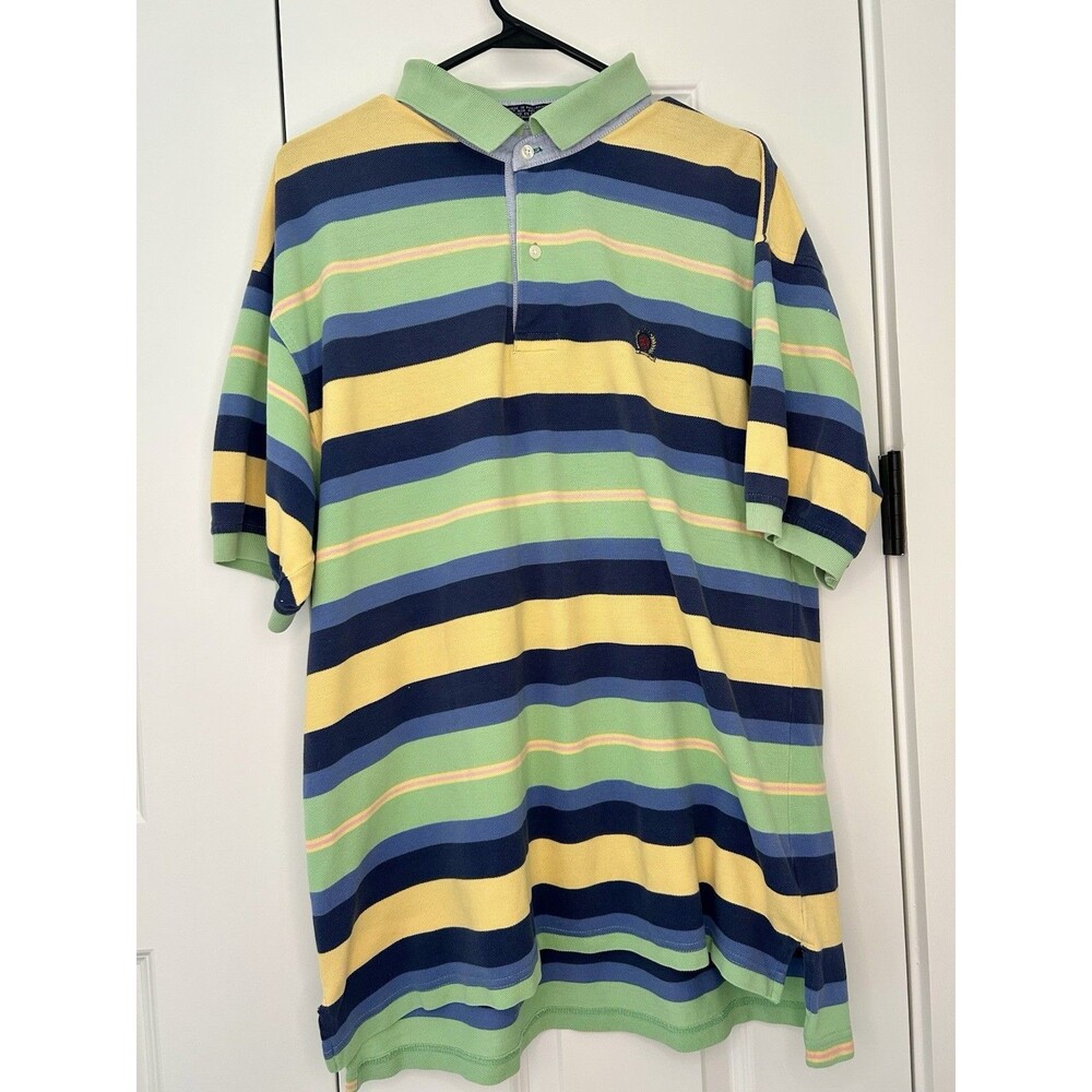 Tommy Hilfiger Striped Polo Shirt Adult Extra Large XL 100% Cotton Mens Y2K 90s